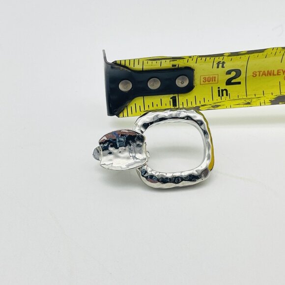 Vintage Hammered Earrings Silver Tone Clip On Geometric Dangle Modern Retro - Picture 5 of 7